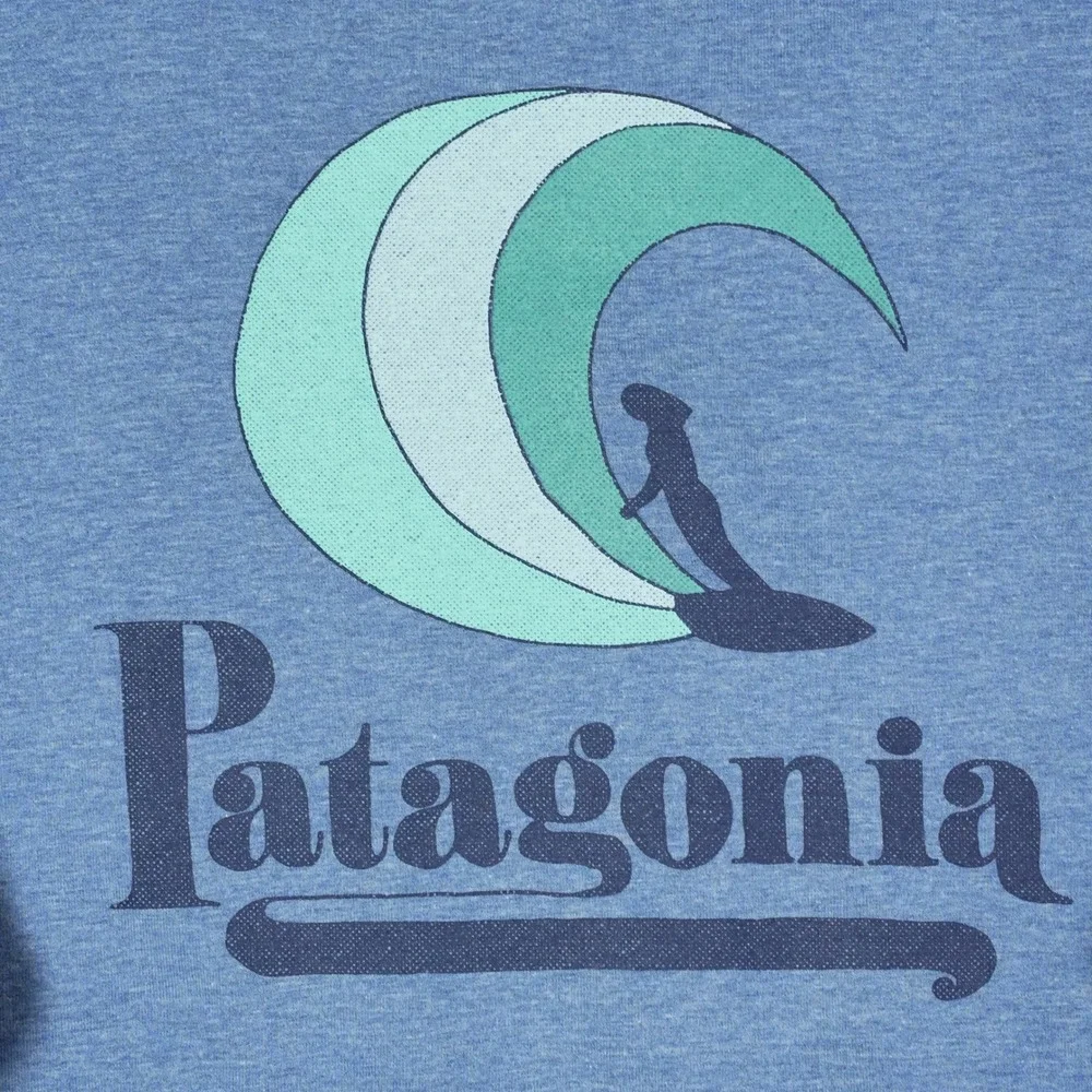 Patagonia Mens Full Zip Hoodie Blue Organic Cotton Logo Sweatshirt Medium - Picture 7 of 10
